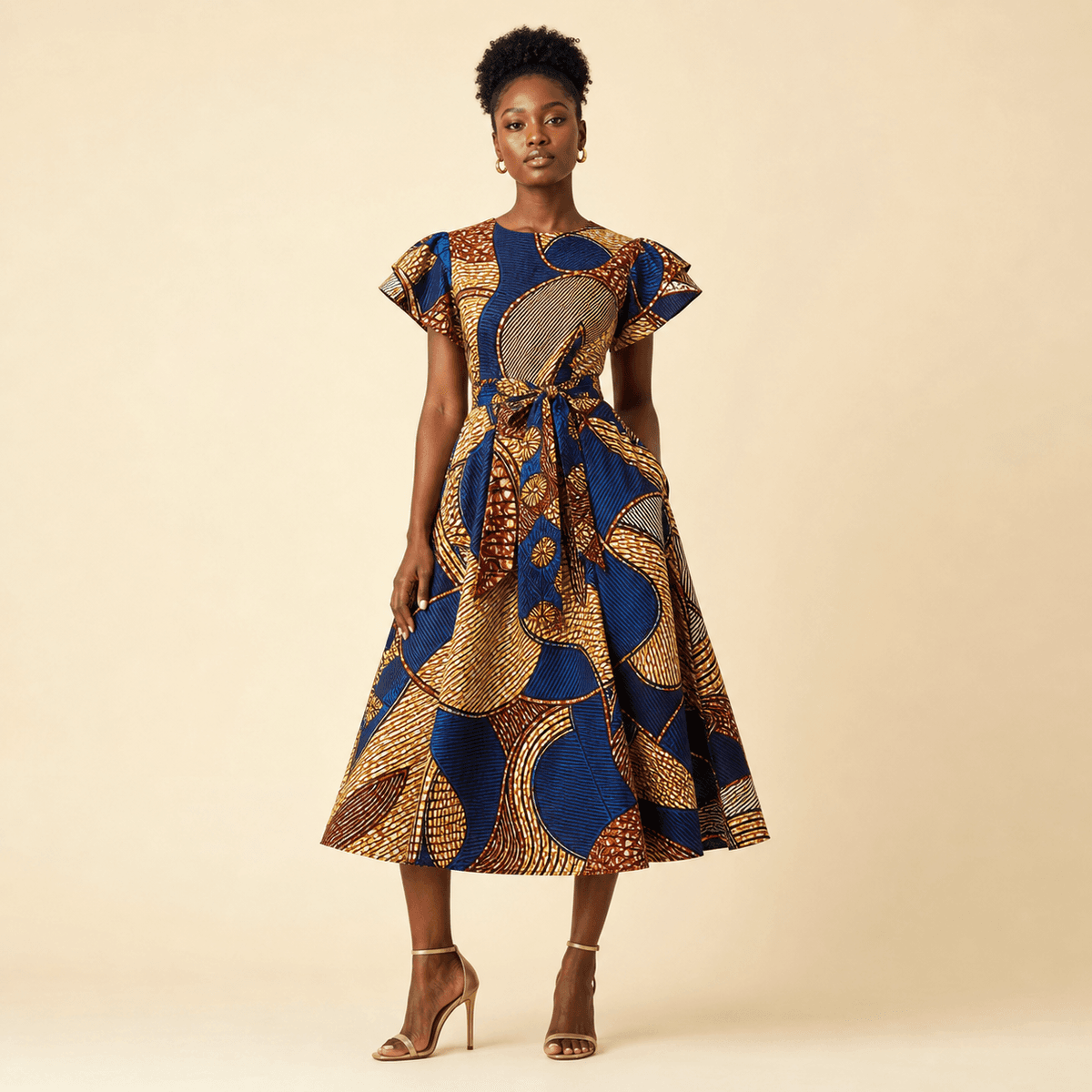 Indigo Ankara midi dress